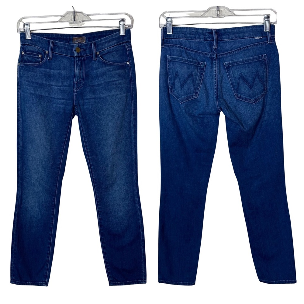 MOTHER The Looker Crop Mid Rise Stretch Cropped Medium Wash Jeans Size 25